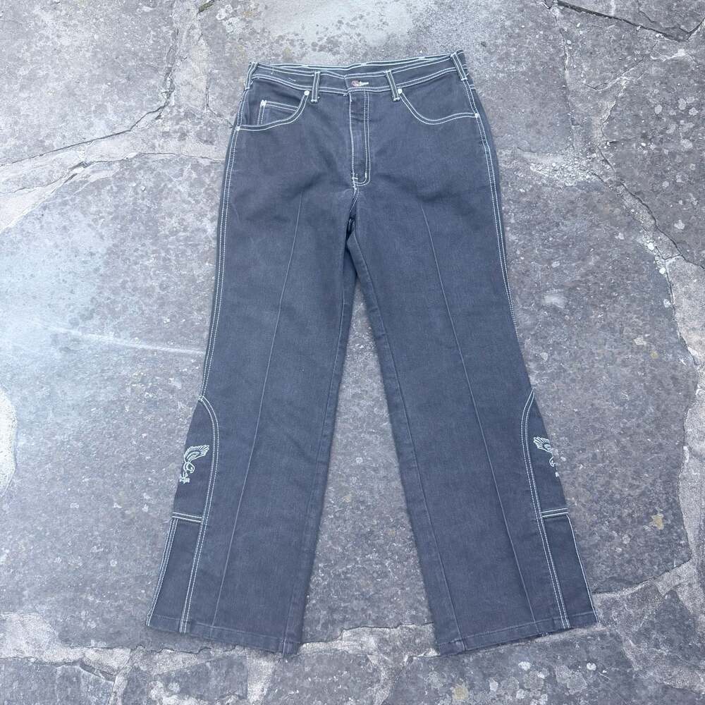 Vintage Sheplers Western Denim Jeans Black Contrast Stitch Size 34